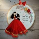 3D Fabric & Thread Custom Couple Engagement/Wedding Art Hoop
