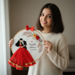3D Fabric & Thread Custom Couple Engagement/Wedding Art Hoop - Image 2