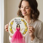 "Cheers to Fierce and Fabulous" 3D Embroidery Hoop Art - Girl in Pink Tulle Dress - Image 3