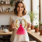 "Cheers to Fierce and Fabulous" 3D Embroidery Hoop Art - Girl in Pink Tulle Dress - Image 4