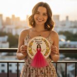 "Cheers to Fierce and Fabulous" 3D Embroidery Hoop Art - Girl in Pink Tulle Dress - Image 5