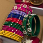 Handcrafted Multicolor Silk Bangle Stack with Stone & Kundan Embellishments - Image 5
