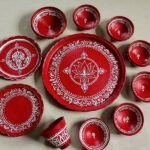 Traditional Hand-Painted Terracotta Puja/Aiburobhat Thali Set - Image 2