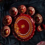 Traditional Hand-Painted Terracotta Puja/Aiburobhat Thali Set