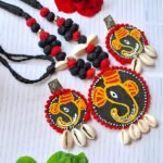 Divine Ganesha Cowrie Shell Tribal Necklace & Earring Set