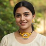 Handcrafted Yellow & Black Thread Cowrie Shell Necklace & Earrings Set | Boho Ethnic Jewelry - Image 2