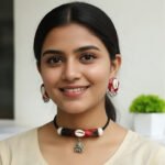 Bohemian Fabric & Cowrie Shell Statement Choker with Earrings - Image 3
