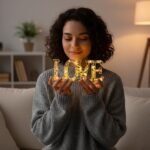 Handcrafted Clear Resin LOVE Sign with Embedded Fairy Lights & Gold Foil - Image 4