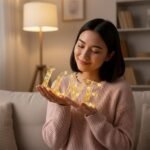 Handcrafted Clear Resin LOVE Sign with Embedded Fairy Lights & Gold Foil - Image 2