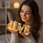Handcrafted Clear Resin LOVE Sign with Embedded Fairy Lights & Gold Foil - Image 3