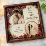 Personalized Floral Memory Shadow Box Frame | Custom Couple Photo & Wedding Keepsake | Handmade Anniversary Gift with Dried Flowers